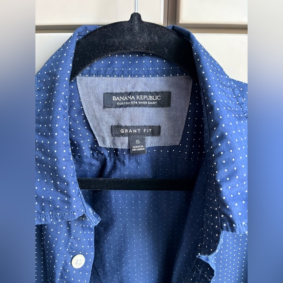 🏷️ Brand New Banana Republic Grant Slim Fit Shirt Custom 078 Navy Polka Dot | S - Picture 4 of 13